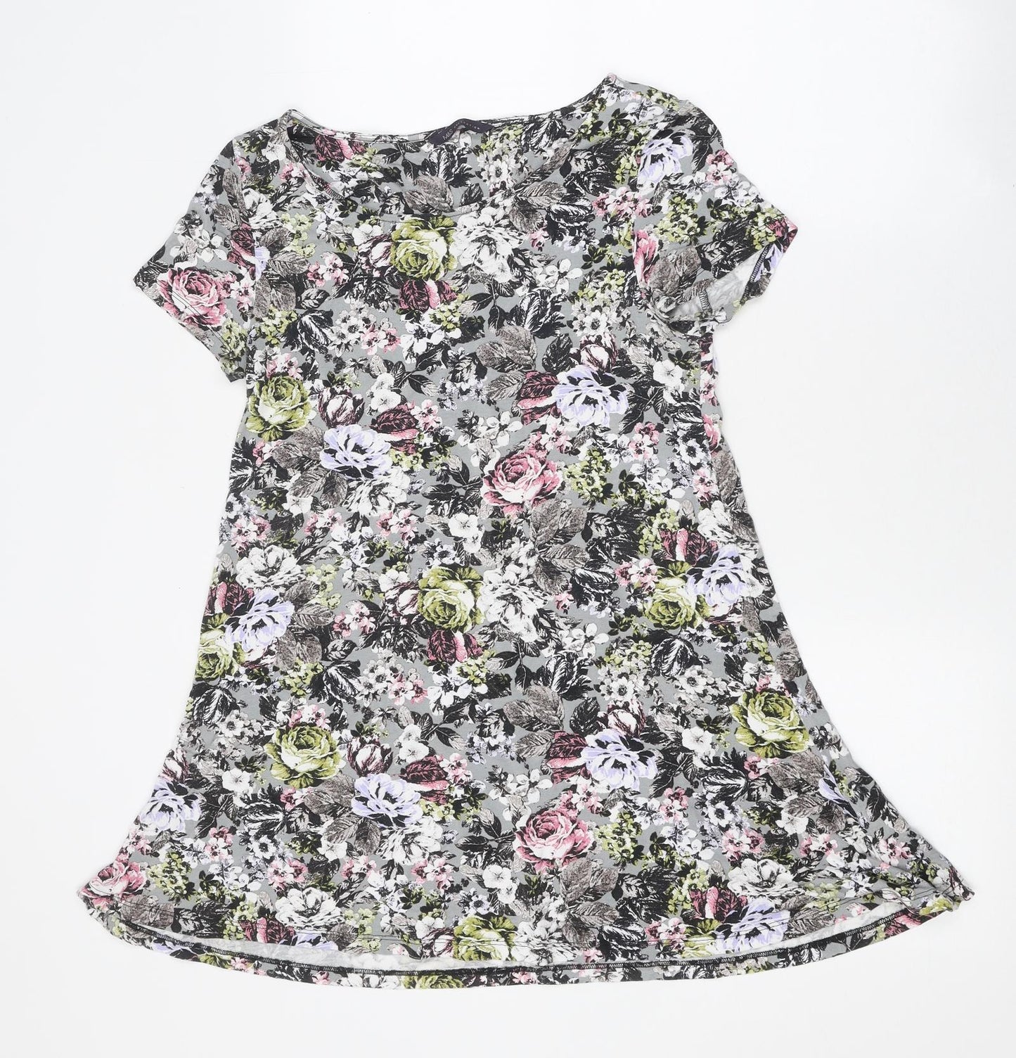 Marks and Spencer Womens Multicoloured Floral Polyester Basic Polo Size 10 Round Neck