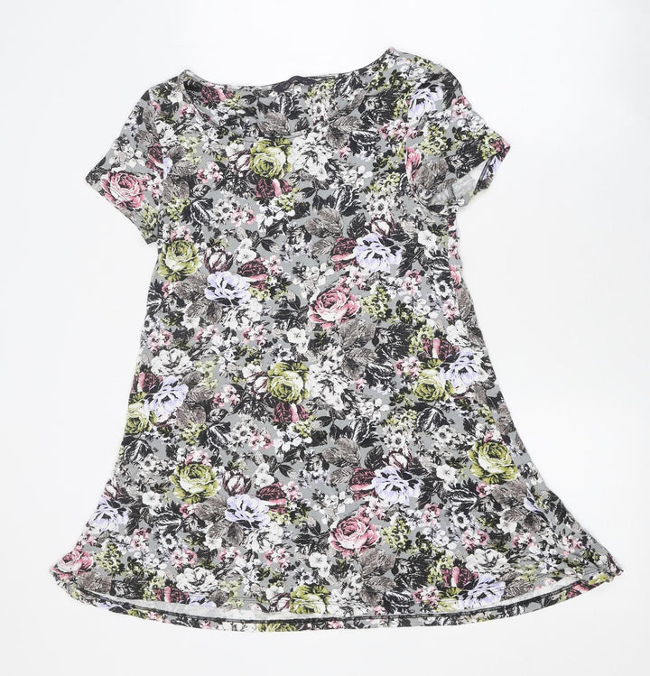 Marks and Spencer Womens Multicoloured Floral Polyester Basic Polo Size 10 Round Neck