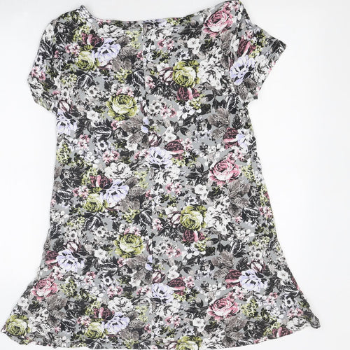 Marks and Spencer Womens Multicoloured Floral Polyester Basic Polo Size 10 Round Neck