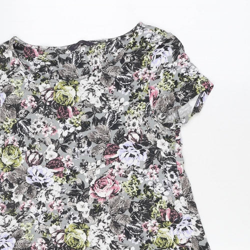 Marks and Spencer Womens Multicoloured Floral Polyester Basic Polo Size 10 Round Neck