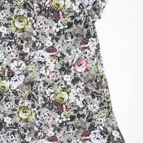 Marks and Spencer Womens Multicoloured Floral Polyester Basic Polo Size 10 Round Neck