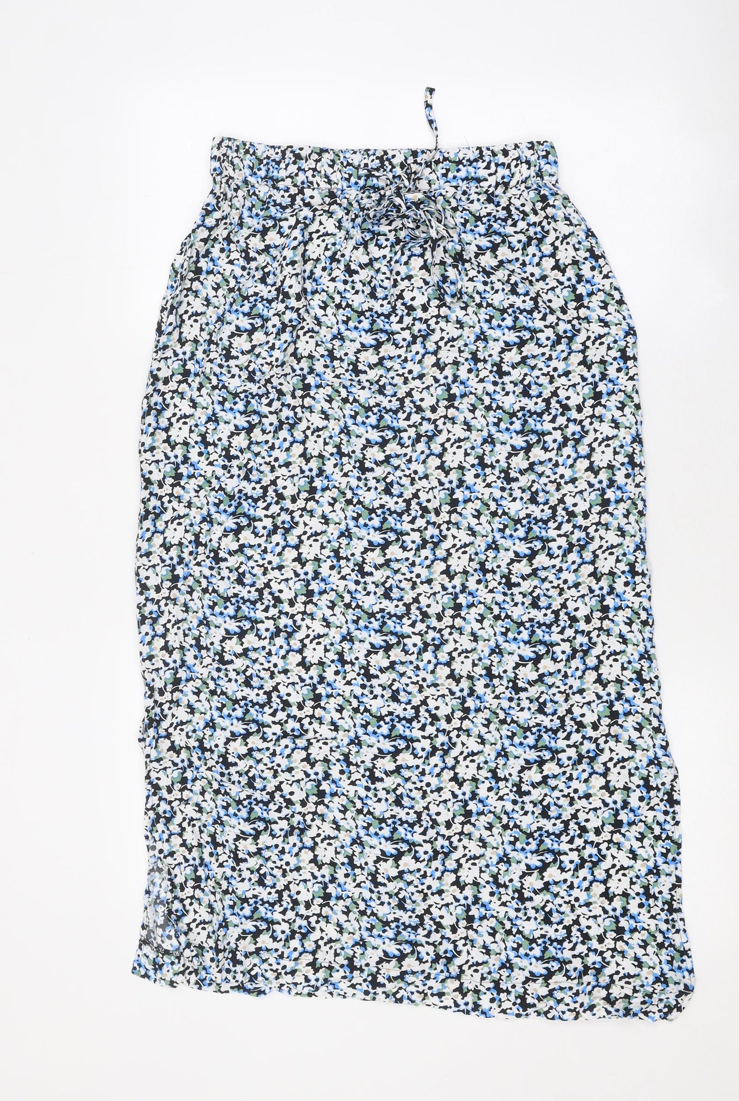 Marks and Spencer Womens Orange Floral Polyester Straight & Pencil Skirt Size 10 Drawstring