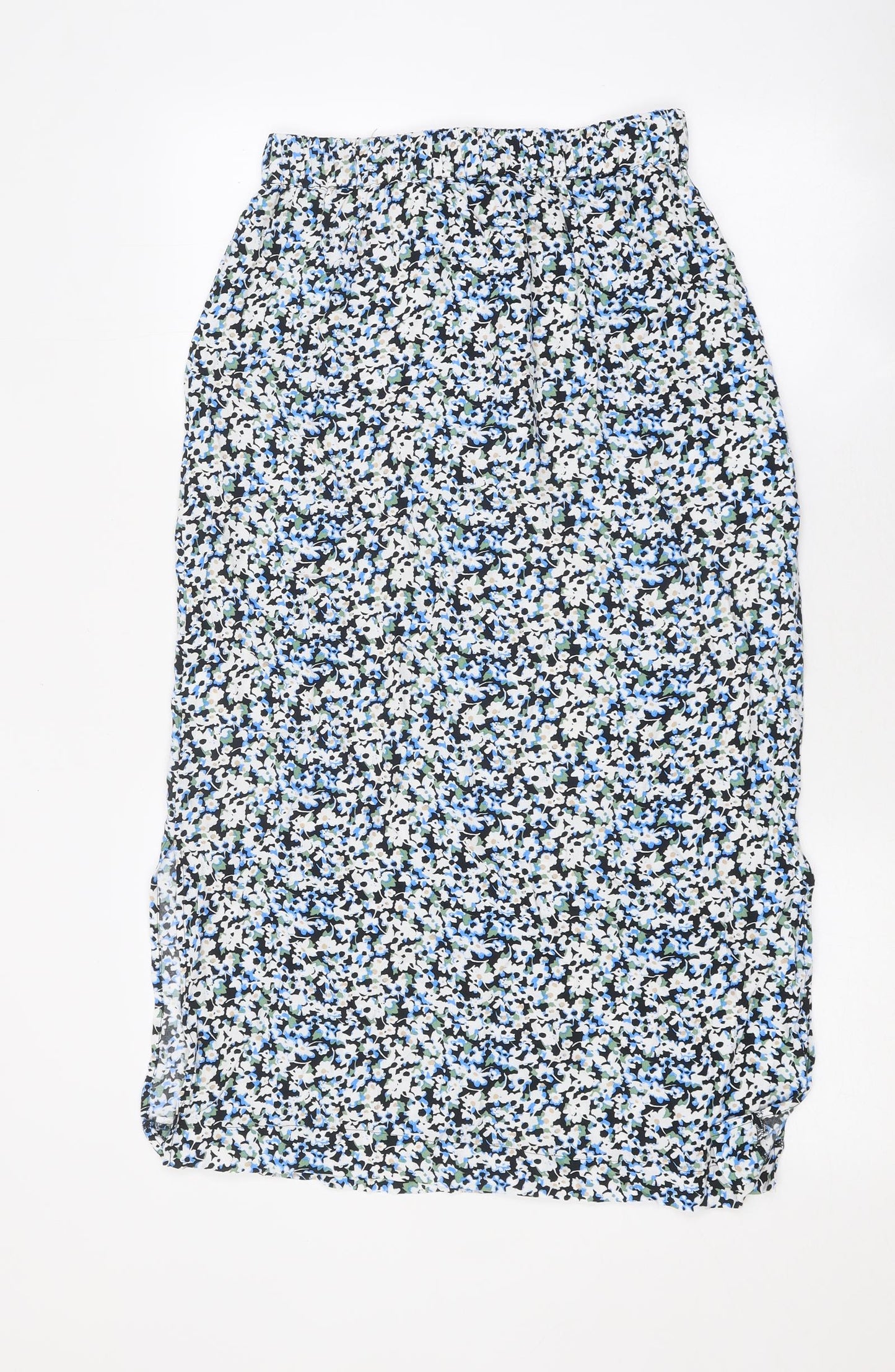 Marks and Spencer Womens Orange Floral Polyester Straight & Pencil Skirt Size 10 Drawstring