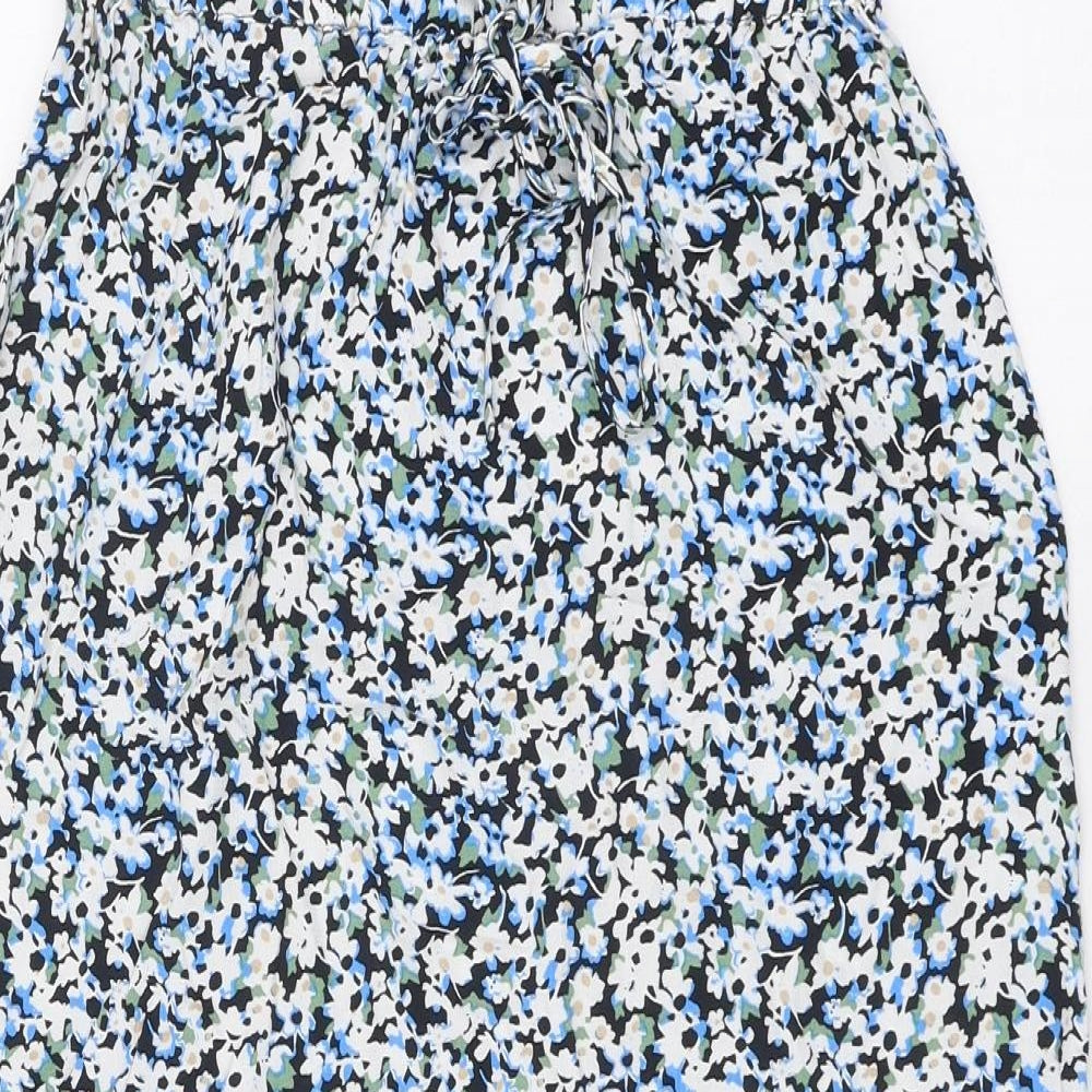 Marks and Spencer Womens Orange Floral Polyester Straight & Pencil Skirt Size 10 Drawstring