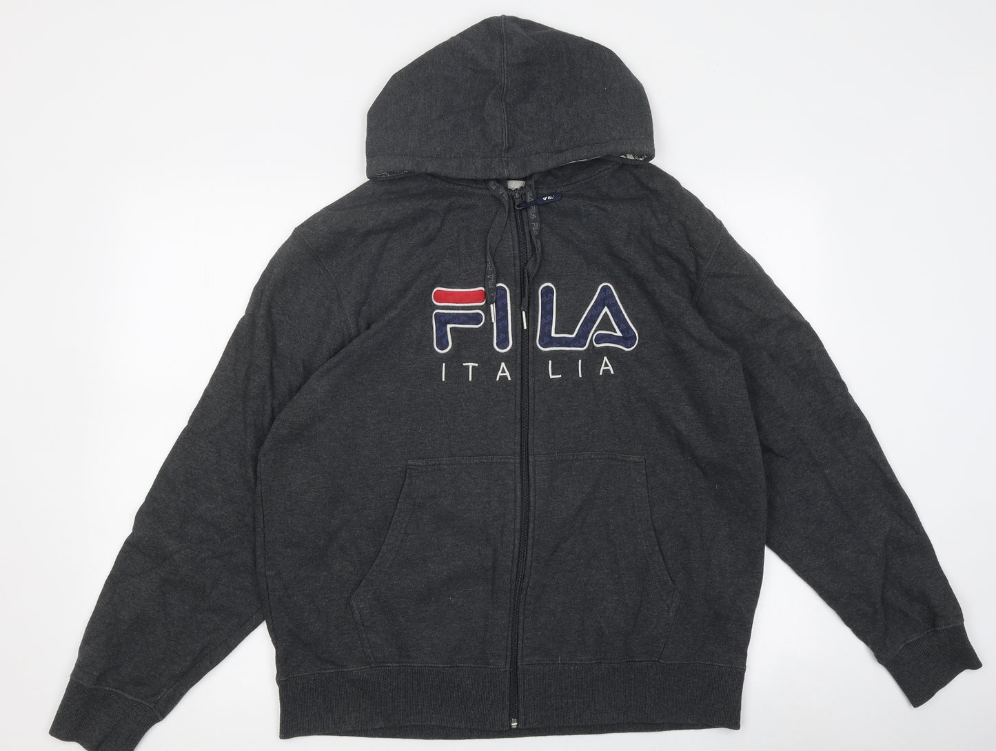 FILA Mens Grey High Neck Polyester Full Zip Jumper Size L