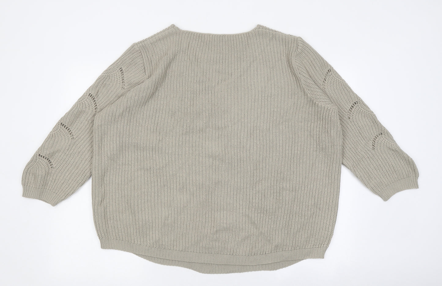 Ellie B Womens Beige Round Neck Acrylic Pullover Jumper Size 18