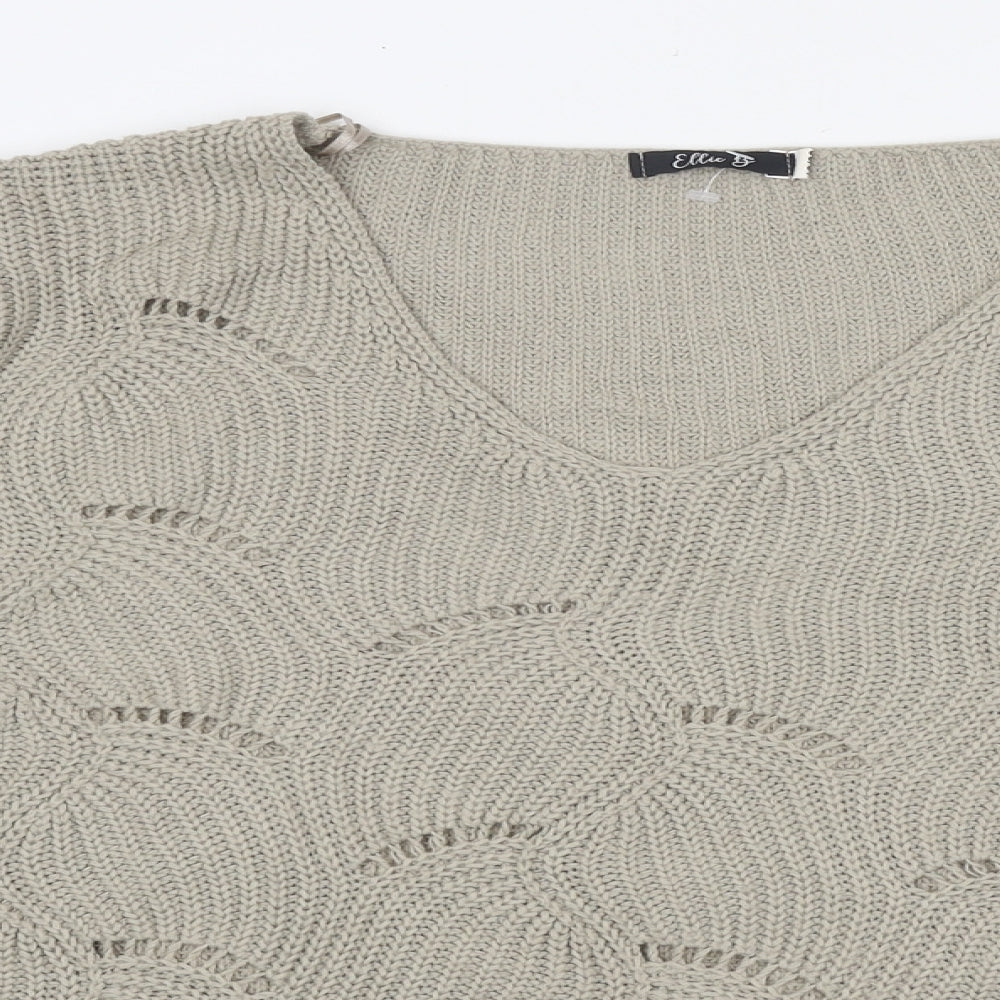 Ellie B Womens Beige Round Neck Acrylic Pullover Jumper Size 18