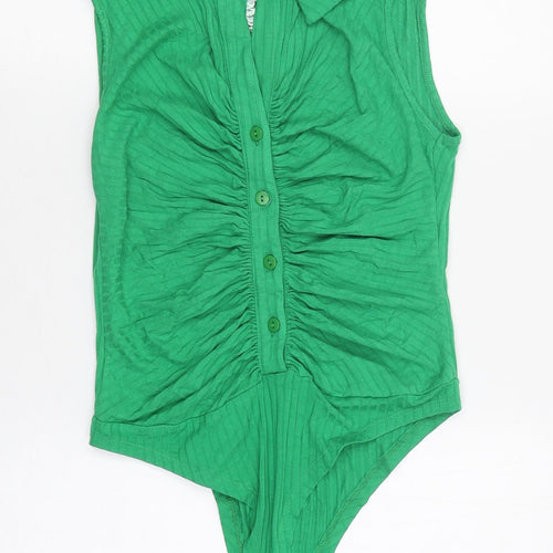 Select Womens Green Polyester Bodysuit One-Piece Size M Snap