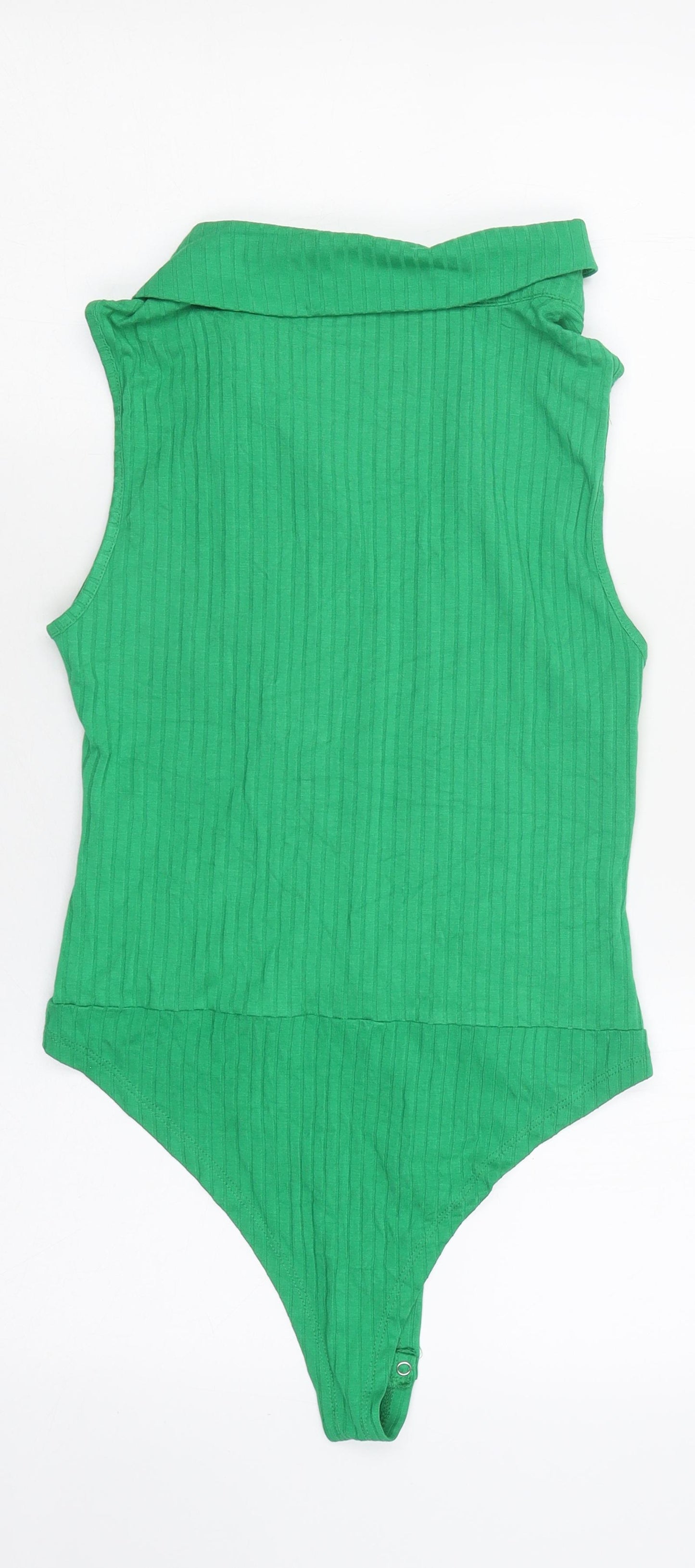 Select Womens Green Polyester Bodysuit One-Piece Size M Snap