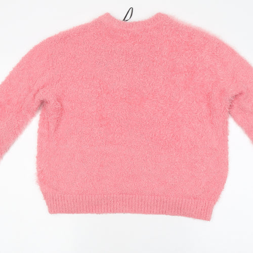 Marks and Spencer Womens Pink Round Neck Polyester Pullover Jumper Size M - Original