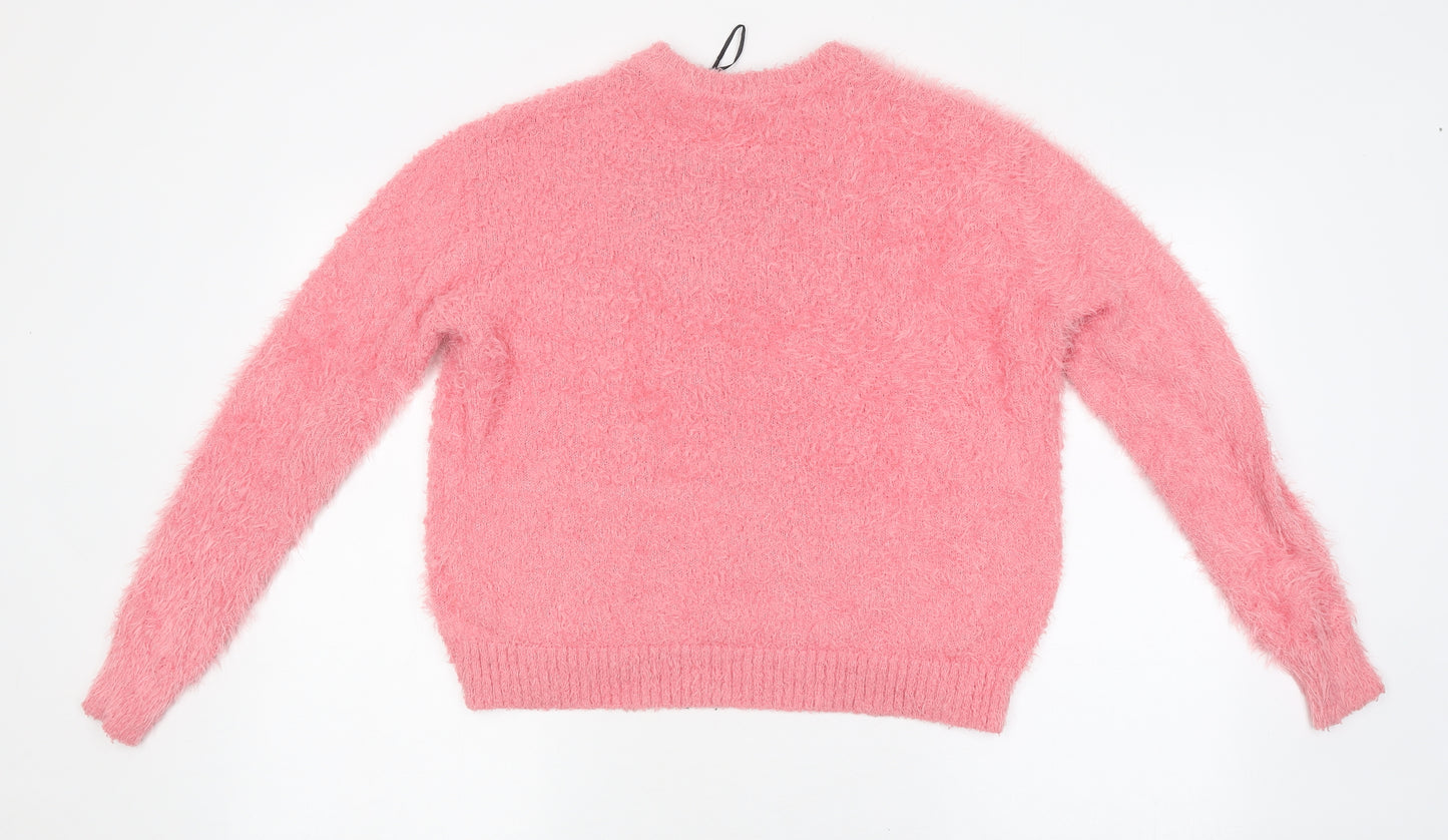Marks and Spencer Womens Pink Round Neck Polyester Pullover Jumper Size M - Original
