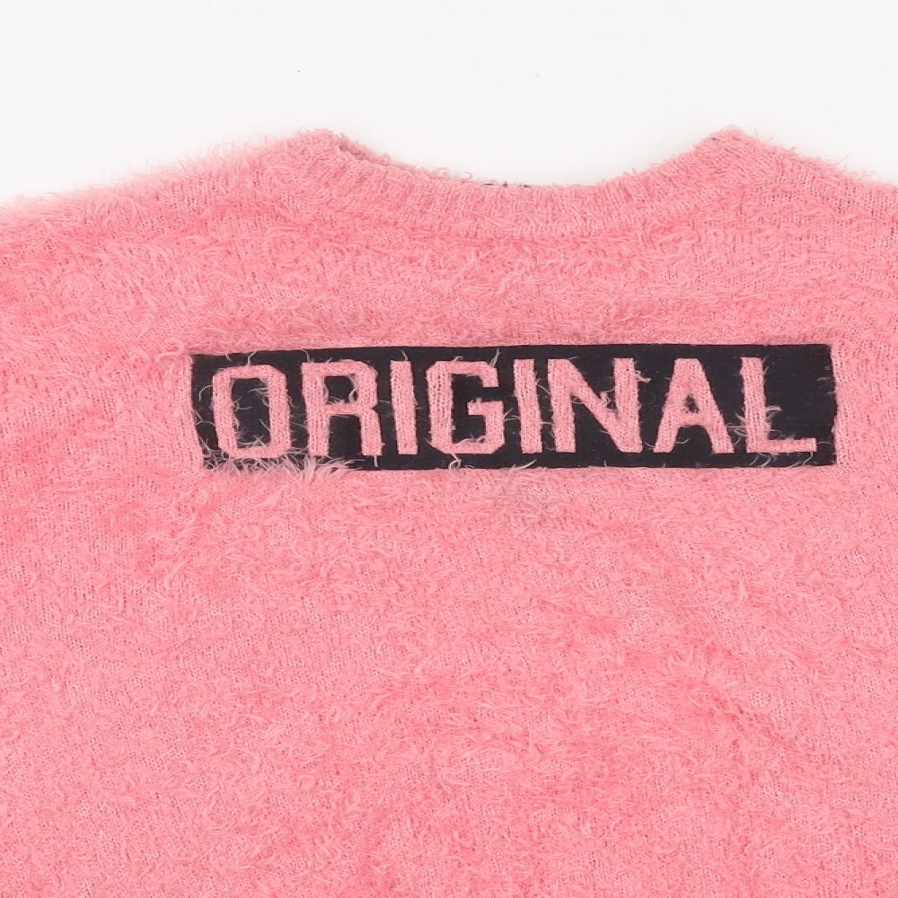 Marks and Spencer Womens Pink Round Neck Polyester Pullover Jumper Size M - Original