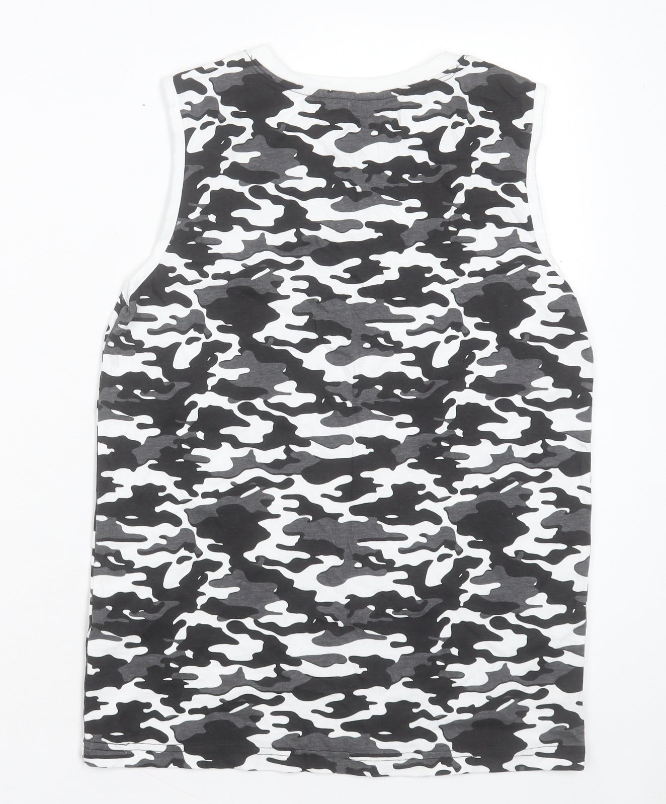 F&F Boys Black Camouflage Cotton Basic Tank Size 11-12 Years Crew Neck Pullover