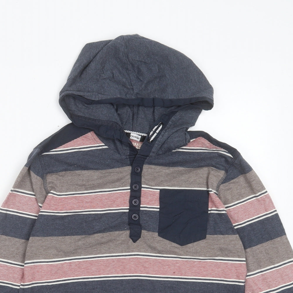 George Boys Multicoloured Striped Cotton Pullover Hoodie Size 11-12 Years Pullover - Pocket Detail