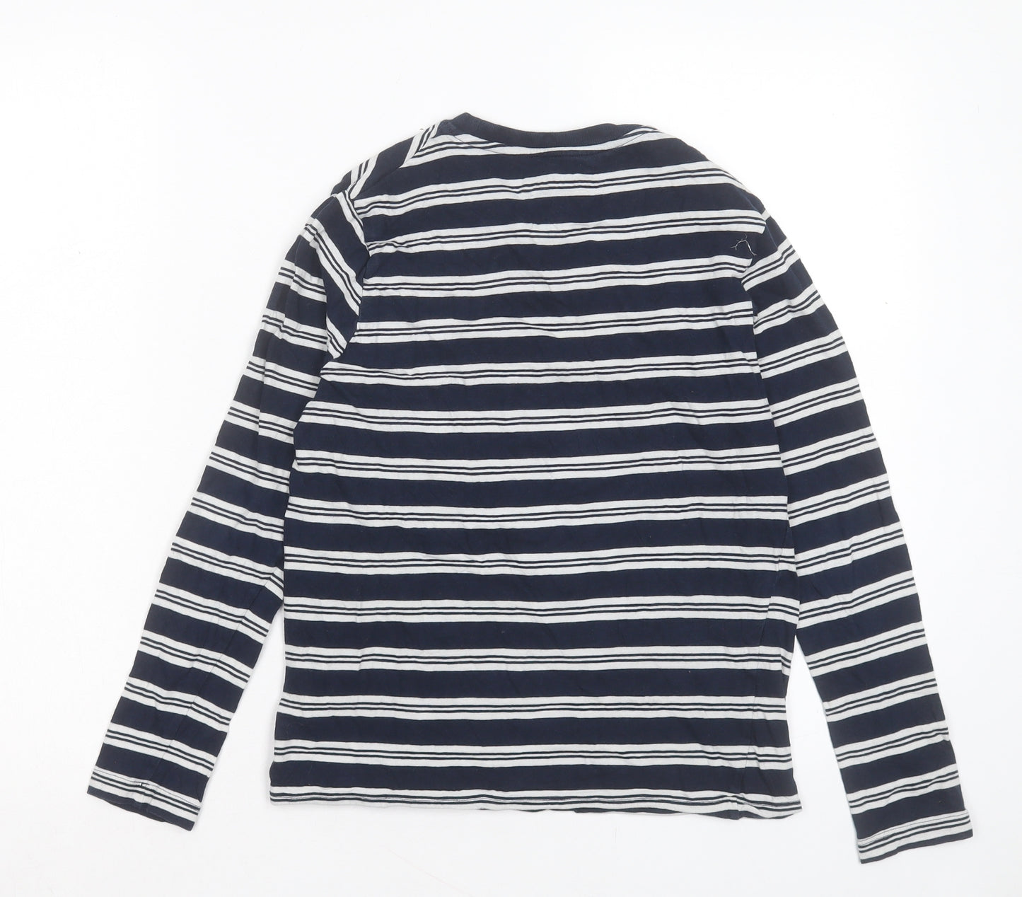 Marks and Spencer Boys Blue Striped Cotton Basic Casual Size 11-12 Years Crew Neck Pullover