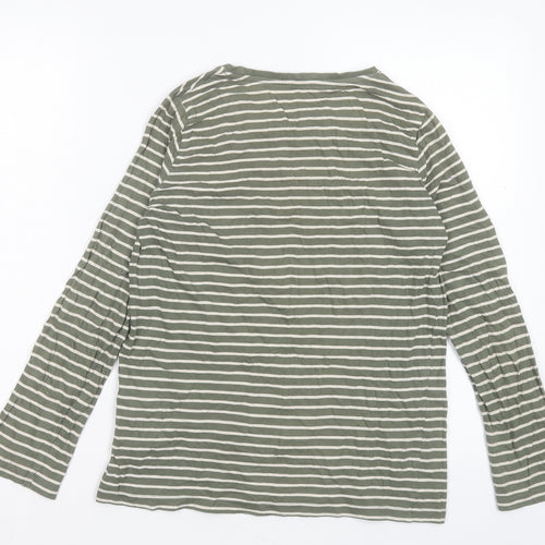 TU Boys Green Striped Cotton Basic Casual Size 14 Years Crew Neck Pullover