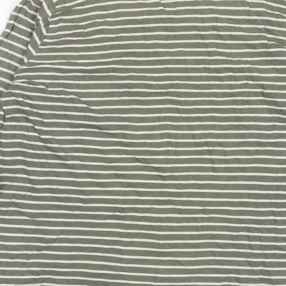 TU Boys Green Striped Cotton Basic Casual Size 14 Years Crew Neck Pullover