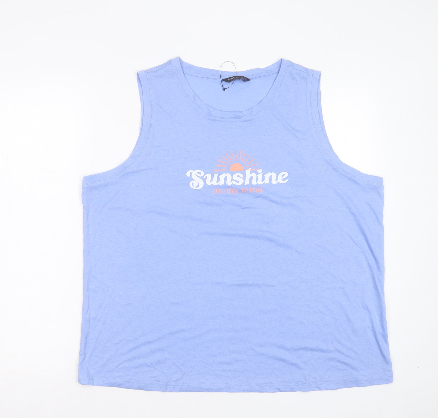 Marks and Spencer Womens Blue Polyester Basic Tank Size 18 Crew Neck - Sunshine On My Mind