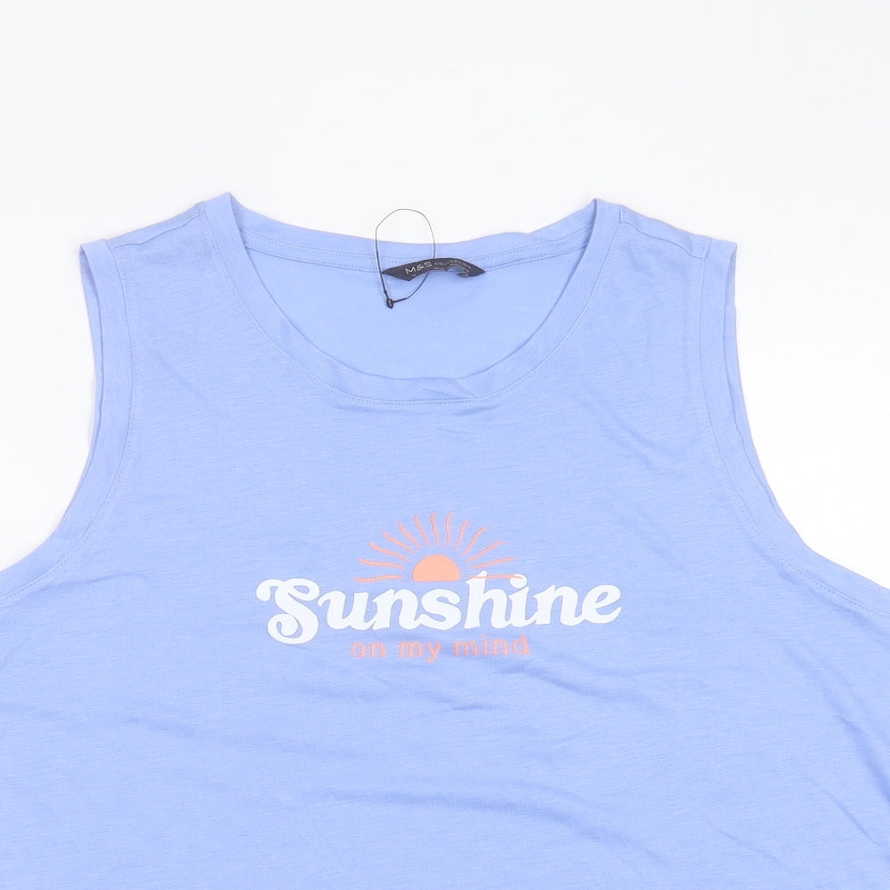 Marks and Spencer Womens Blue Polyester Basic Tank Size 18 Crew Neck - Sunshine On My Mind