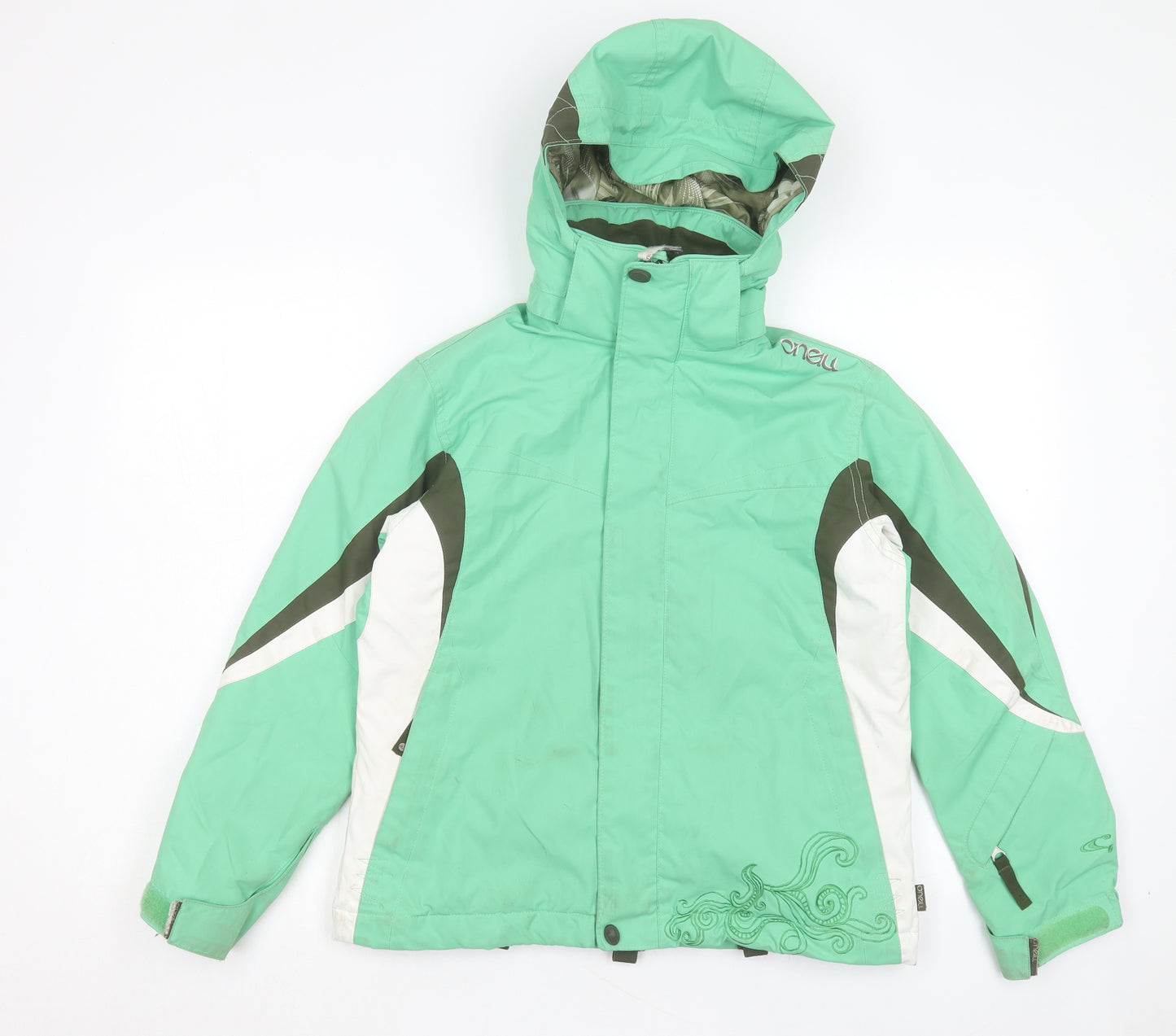 ONeills Girls Green Ski Jacket Coat Size 12 Years Zip