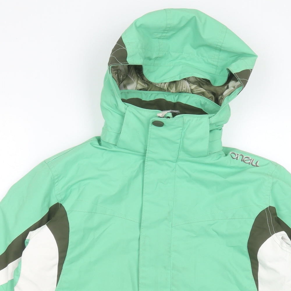 ONeills Girls Green Ski Jacket Coat Size 12 Years Zip