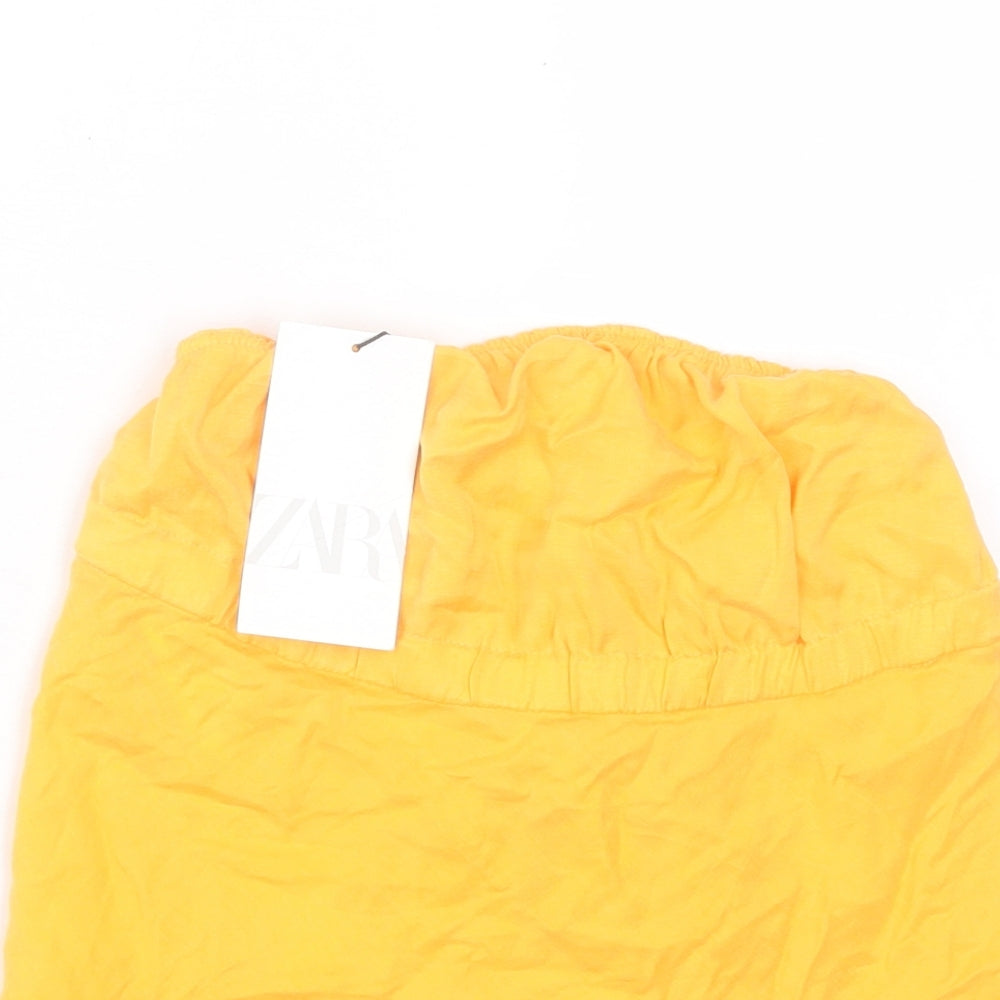 Zara Womens Orange Lyocell Camisole Tank Size XS Off the Shoulder