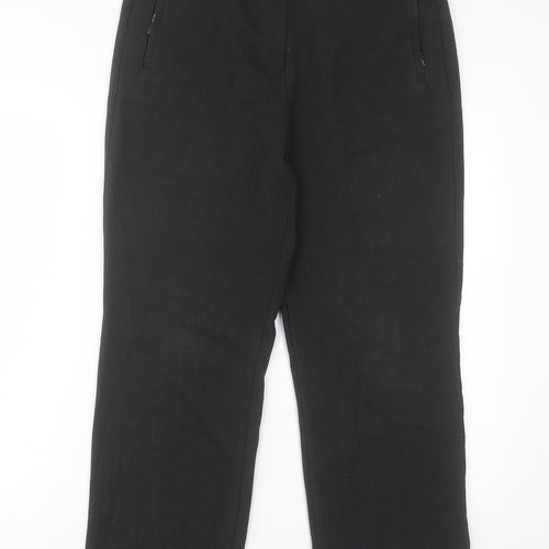 Marks and Spencer Womens Grey Polyester Trousers Size 14 L26 in Slim Button