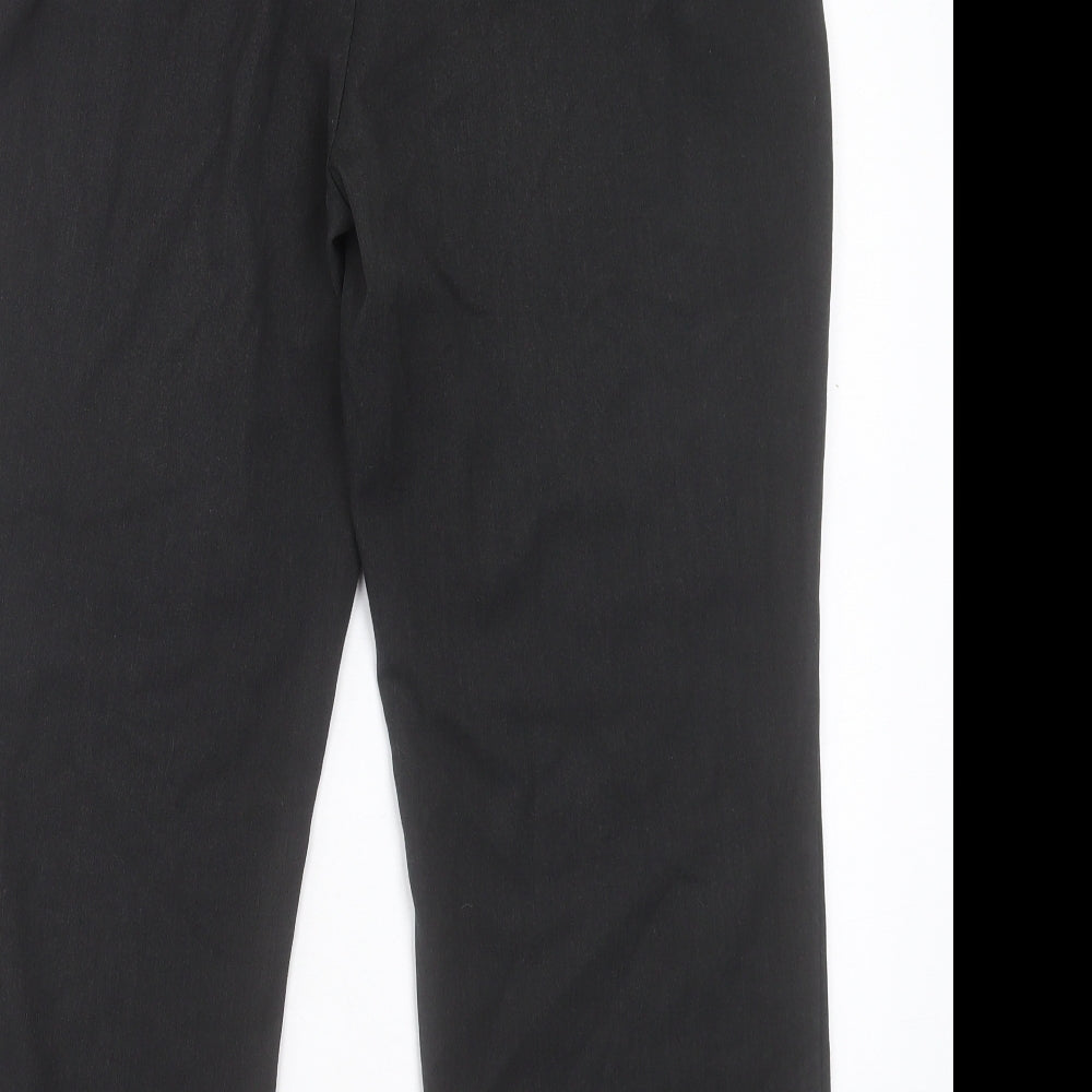 Marks and Spencer Womens Grey Polyester Trousers Size 14 L26 in Slim Button