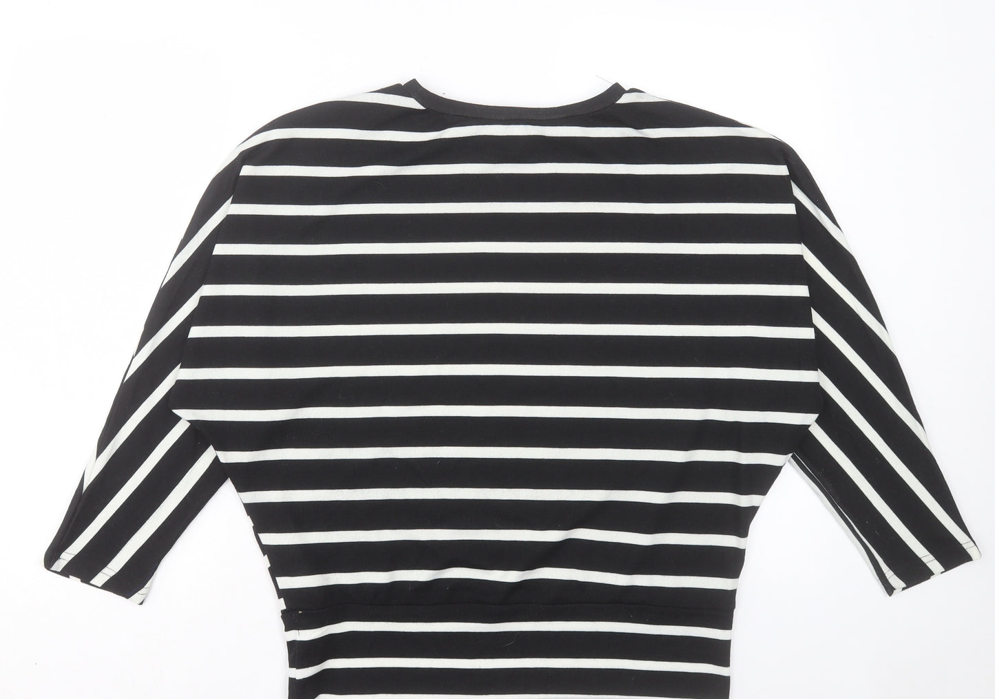 New Look Womens Black Crew Neck Striped Polyester Pullover Jumper Size S
