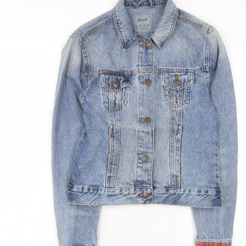 Denim & Co. Womens Blue Jacket Size 4 Button