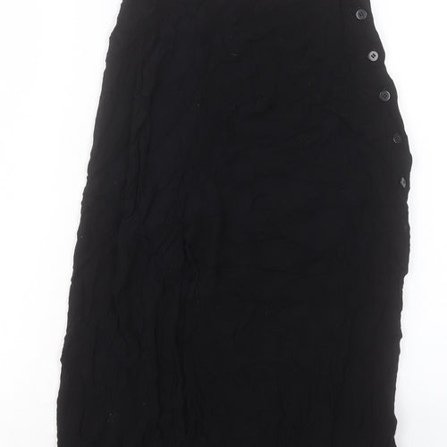 ASOS Womens Black Viscose A-Line Skirt Size 8 Button