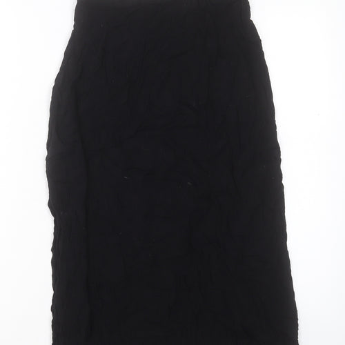 ASOS Womens Black Viscose A-Line Skirt Size 8 Button