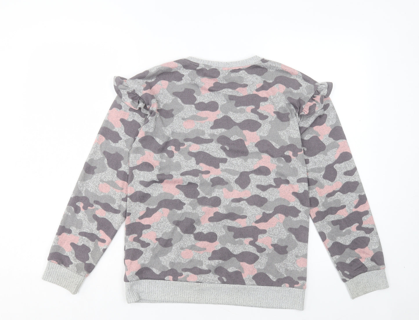 F&F Girls Pink Camouflage Polyester Basic Casual Size 12-13 Years Crew Neck Pullover