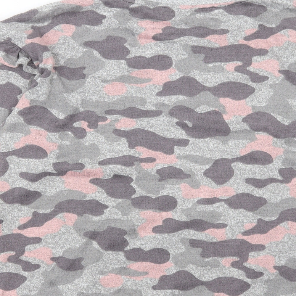 F&F Girls Pink Camouflage Polyester Basic Casual Size 12-13 Years Crew Neck Pullover