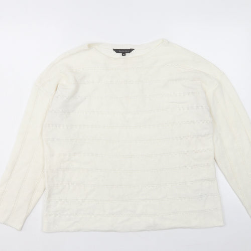 Peacocks Womens Ivory Crew Neck Acrylic Pullover Jumper Size M