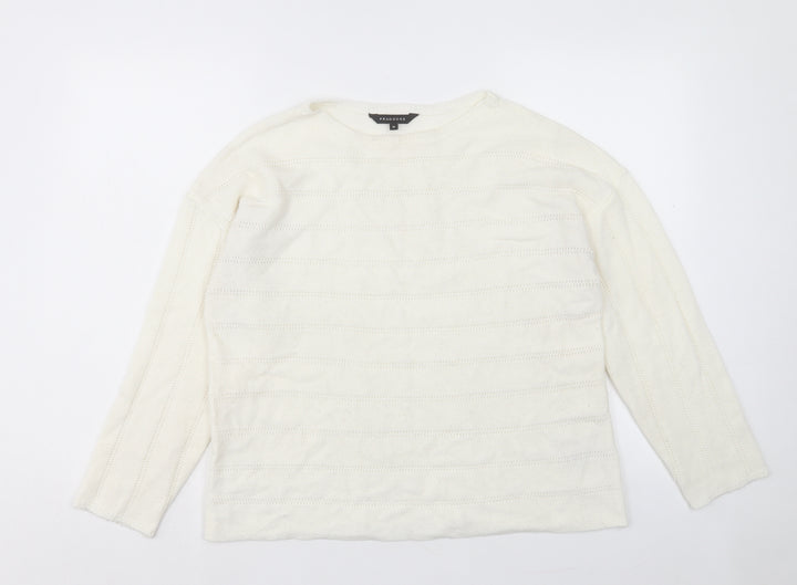 Peacocks Womens Ivory Crew Neck Acrylic Pullover Jumper Size M