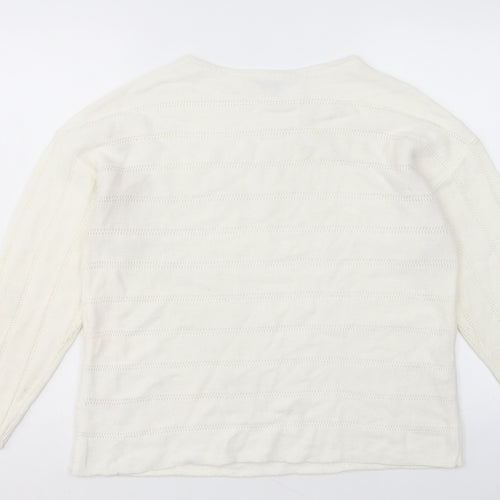 Peacocks Womens Ivory Crew Neck Acrylic Pullover Jumper Size M