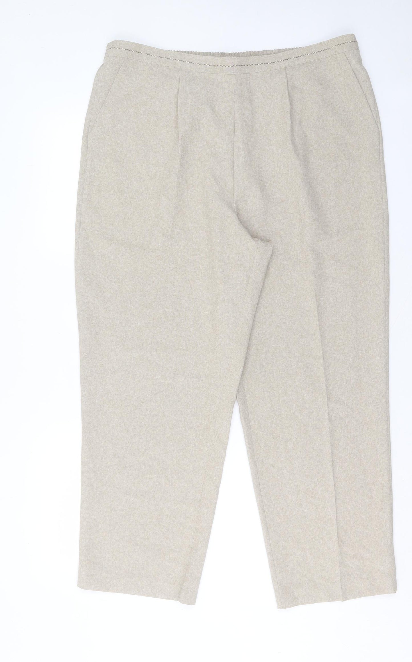 Bonmarché Womens Beige Polyester Trousers Size 18 L28 in Regular