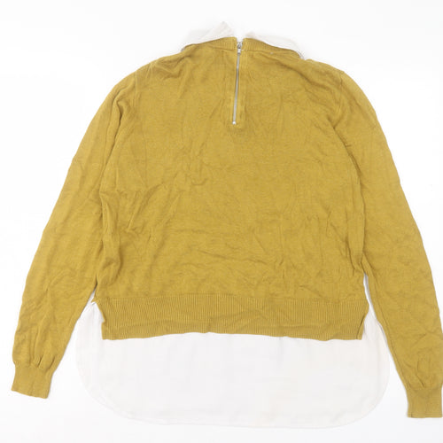 Atmosphere Womens Yellow Collared Viscose Pullover Jumper Size 14