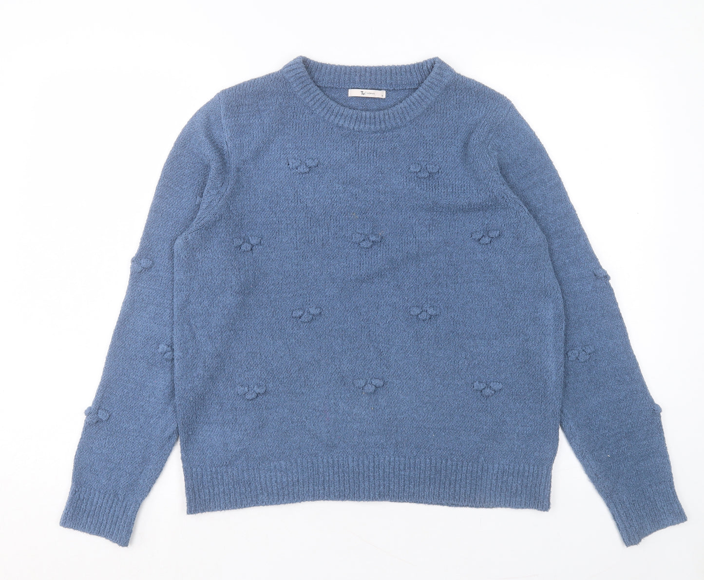 TU Womens Blue Crew Neck Acrylic Pullover Jumper Size 14
