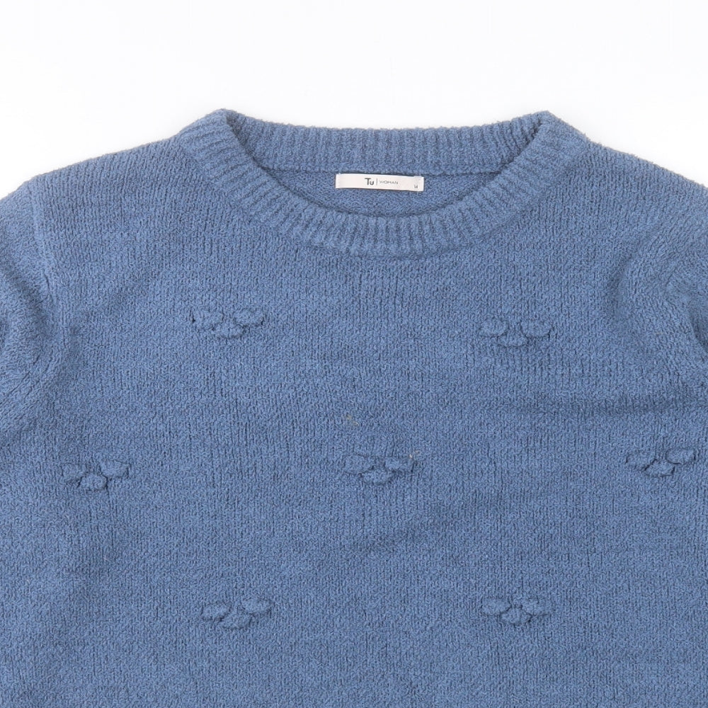 TU Womens Blue Crew Neck Acrylic Pullover Jumper Size 14