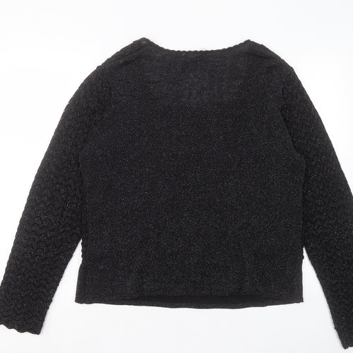 EWM Womens Black V-Neck Acrylic Pullover Jumper Size L