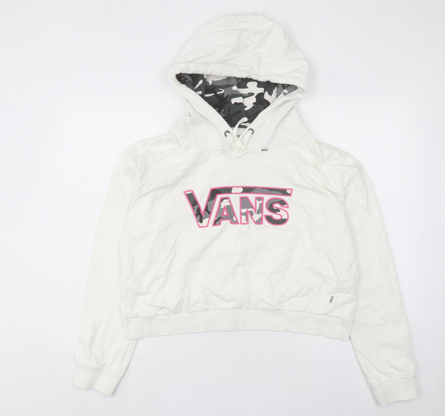 VANS Womens White Cotton Pullover Hoodie Size L Pullover