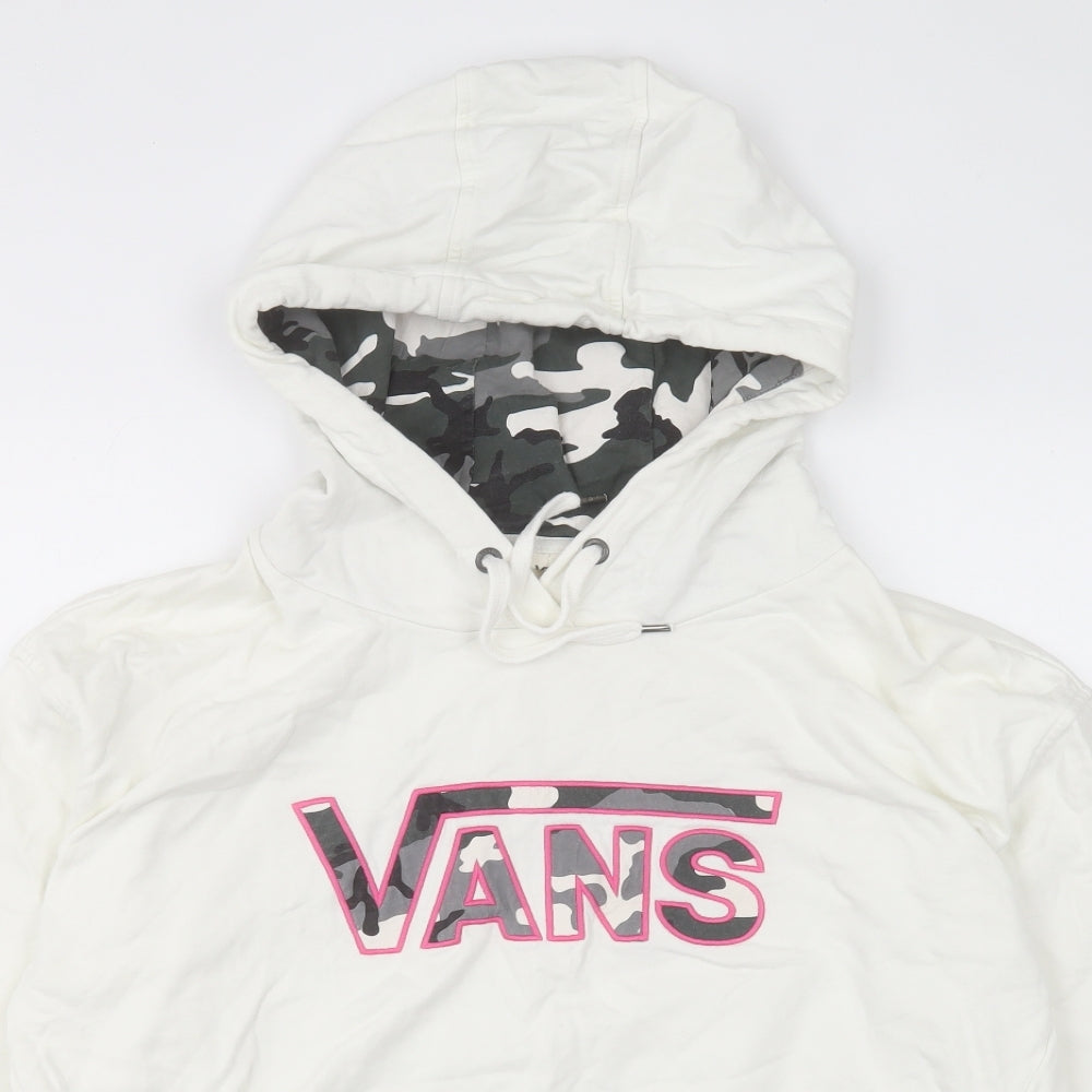 VANS Womens White Cotton Pullover Hoodie Size L Pullover