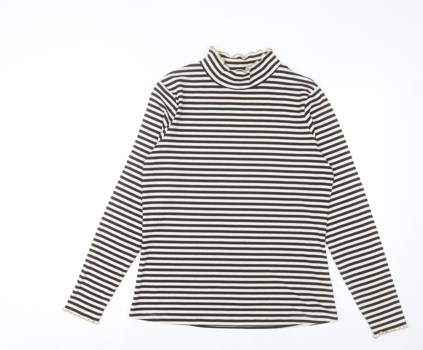F&F Womens Beige Mock Neck Striped Polyester Pullover Jumper Size 18 - Lettuce Edging