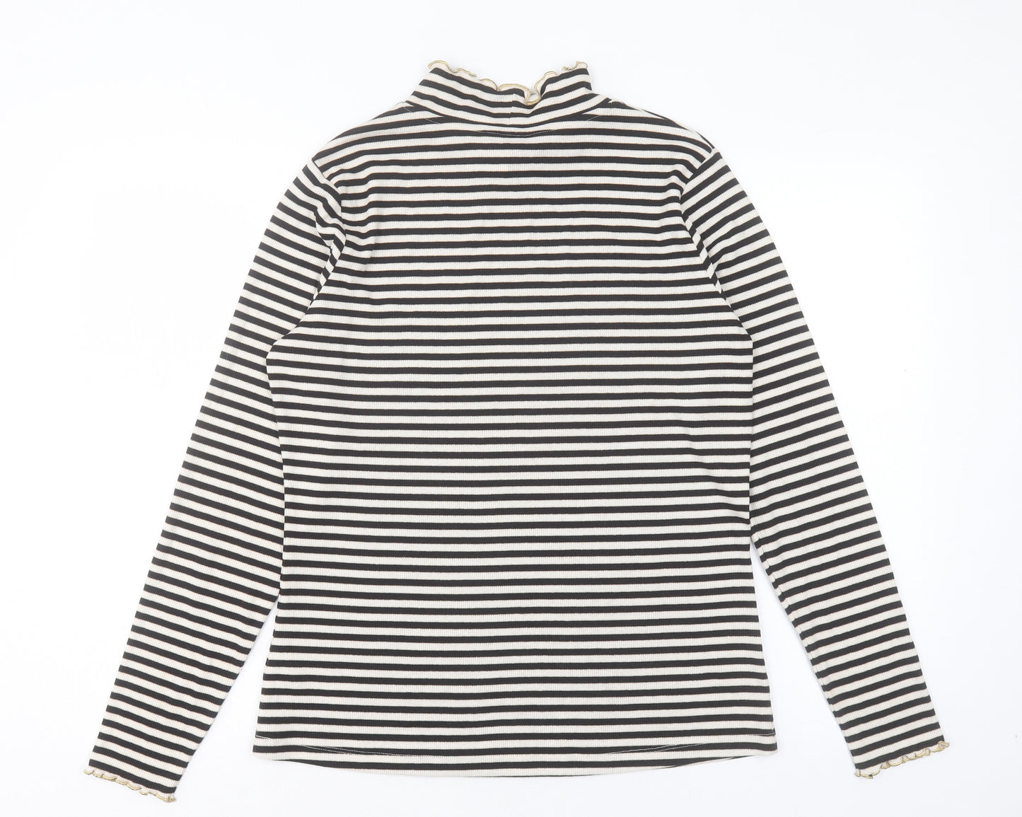 F&F Womens Beige Mock Neck Striped Polyester Pullover Jumper Size 18 - Lettuce Edging