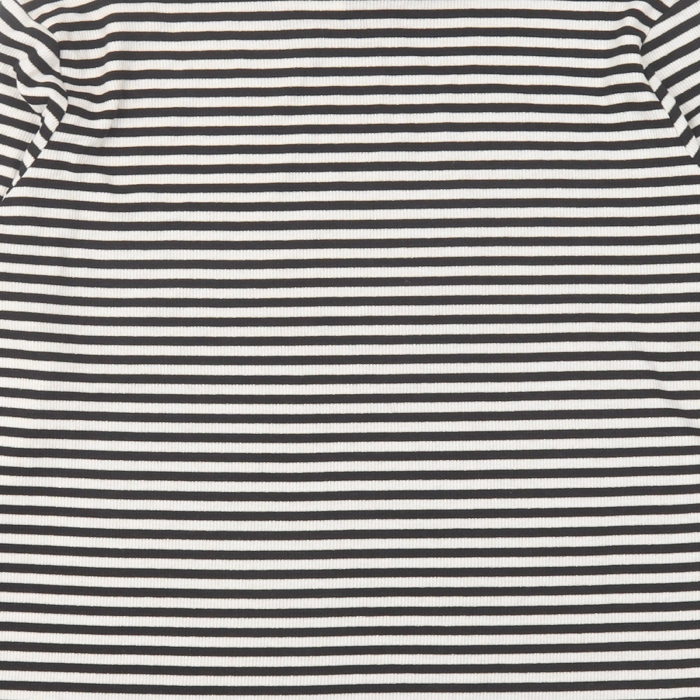 F&F Womens Beige Mock Neck Striped Polyester Pullover Jumper Size 18 - Lettuce Edging
