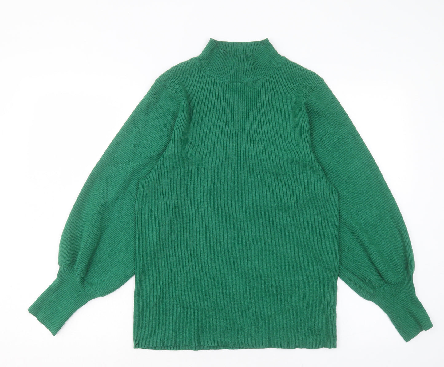 F&F Womens Green High Neck Viscose Pullover Jumper Size 18