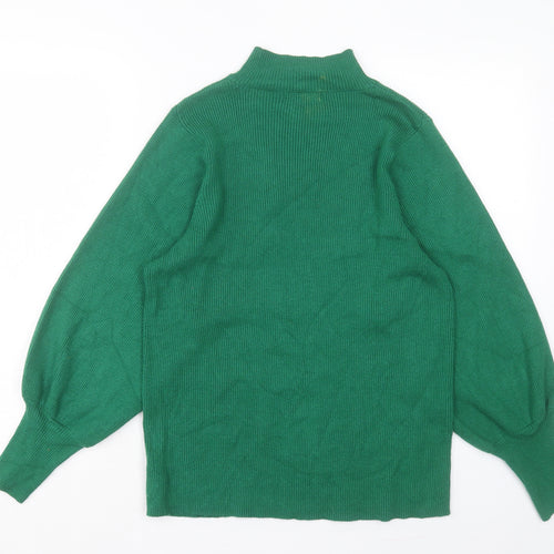 F&F Womens Green High Neck Viscose Pullover Jumper Size 18