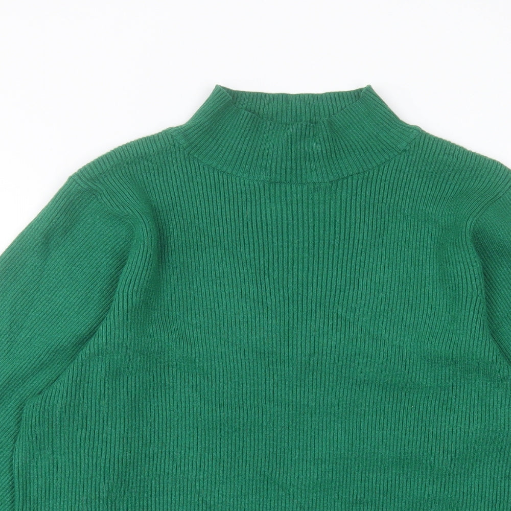 F&F Womens Green High Neck Viscose Pullover Jumper Size 18